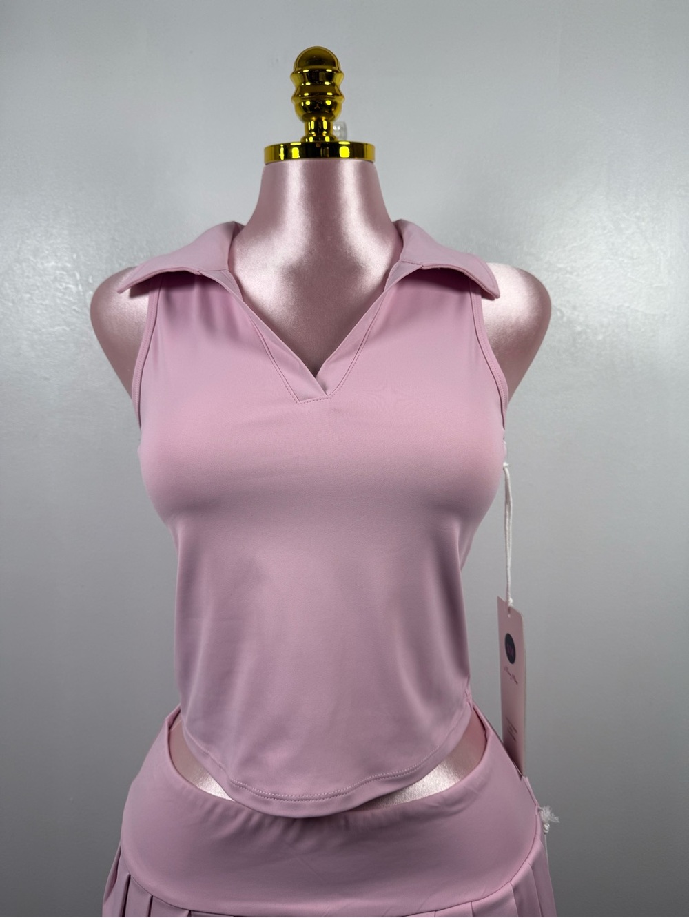New Mix Pink Matching Set Crop Top Pleated Skort NWT Size Large - Picture 6 of 11